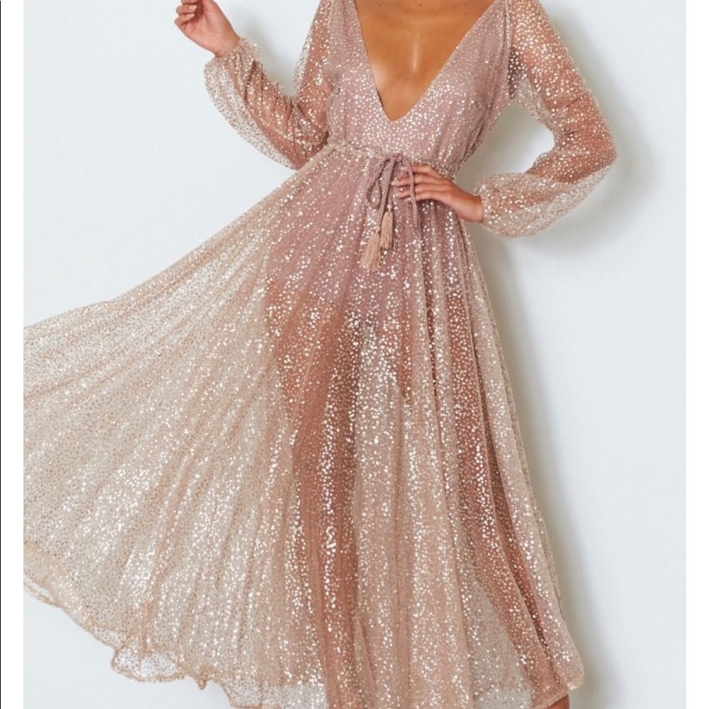 White fox boutique lucky star glitter gown